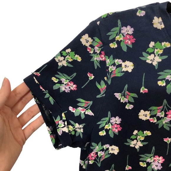 Sleep Well Navy Floral Round Neck Short Sleeve Nightshirt Size 8 - Picture 5 of 6